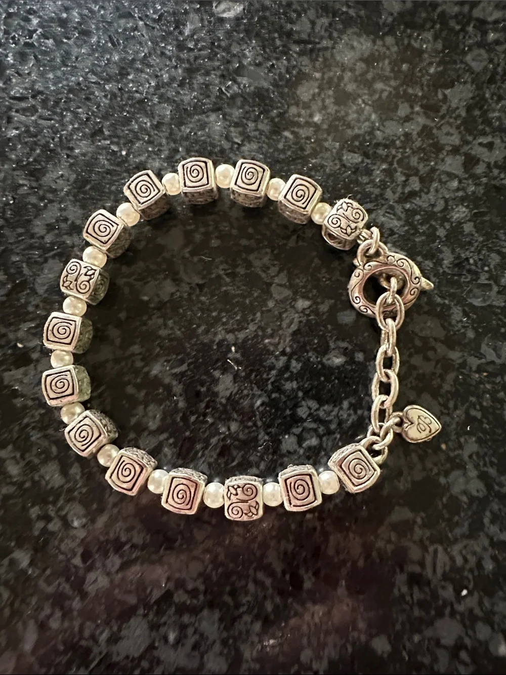 Brighton Essex Bead Bracelet Silver Plated Spiral Cube Bracelet - 2307